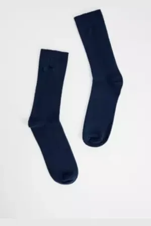 Loom Navy Ribbed Socks