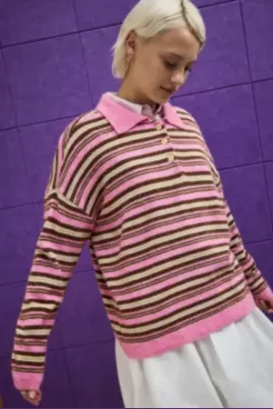 iets frans... Iets frans. Stripe Oversized Polo Jumper