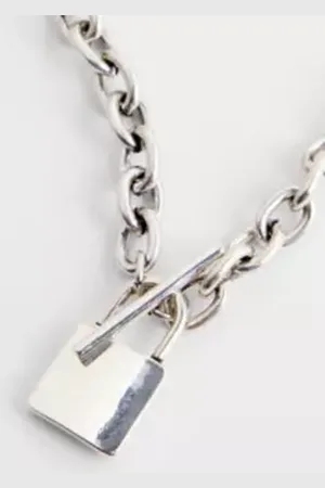 Silence + Noise Lock Chain Pendant Choker Necklace