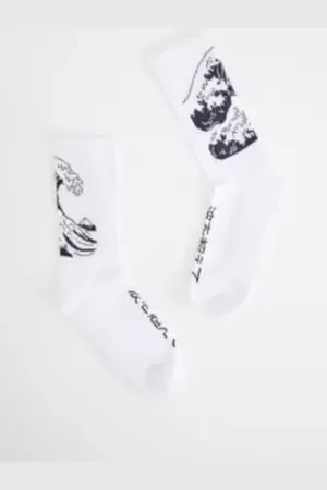 Urban Outfitters UO Hokusai Black Wave Socks