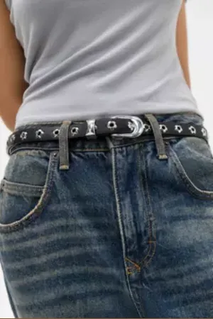 Urban Outfitters UO Flower Eyelet Skinny Faux Leather Belt