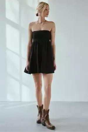 BDG Juliana Smocked Tie-Back Mini Dress