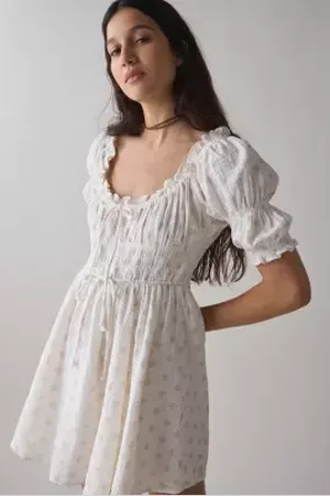 Kimchi Blue Sofia Smocked Tie-Front Bow Mini Dress