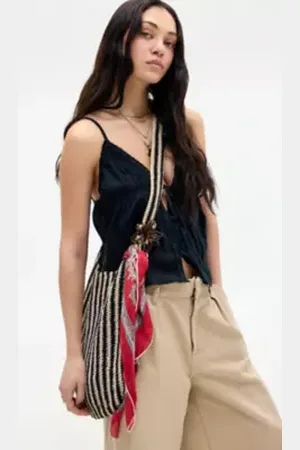 Urban Outfitters UO Macramé Vertical Stripe Sling Bag