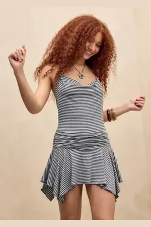 Silence + Noise Arlo Stripe Cowl Mini Dress