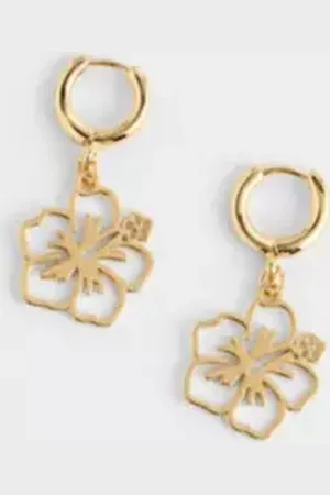 Silence + Noise Hibiscus Drop Hoop Earrings