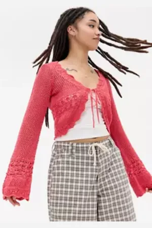 Urban Outfitters UO Rhodes Stitchy Tie-Front Cardigan