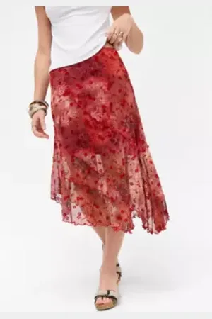 Urban Outfitters UO Asymmetric Flock Midi Skirt
