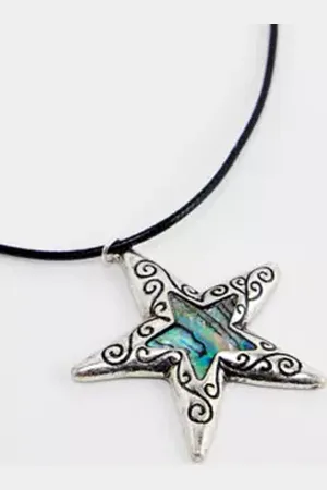 Silence + Noise Etched Star Cord Choker Necklace