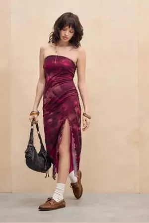 Urban Outfitters UO Samara Mesh Bandeau Midi Dress