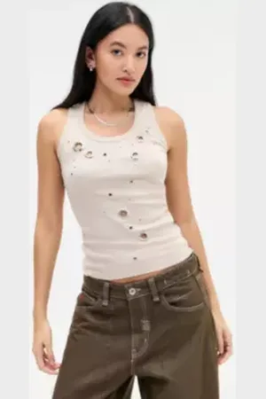 Jaded London Eyelet Studded Vest Jacket