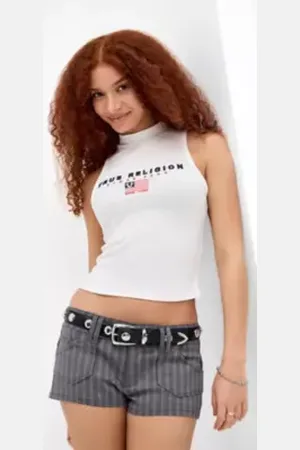 True Religion Logo Embroidered Rib Tank Top