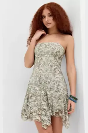 Silence + Noise Edith Bandeau Lace Mini Dress