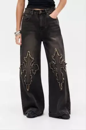 MINGA LONDON Cross Patch Baggy Jeans
