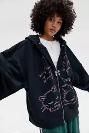 MINGA LONDON Purrfection Cat Studded Hoodie