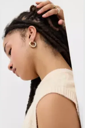 Silence + Noise Mixed Metal Hoop Earrings at Urban Outfitters