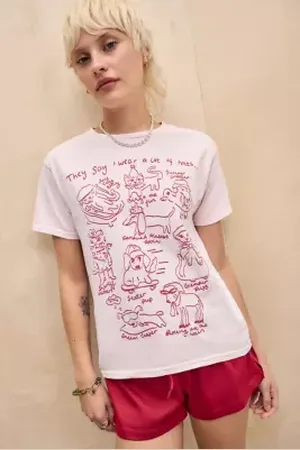 Urban Outfitters UO Cat Hat Doodle Relaxed T-Shirt