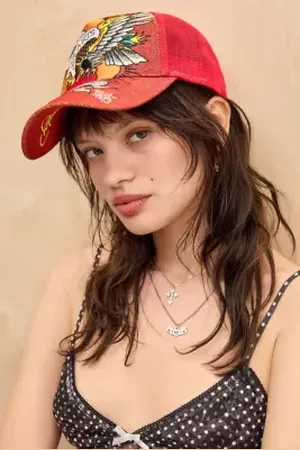 ED HARDY Brave Hearts Metallic Trucker Cap