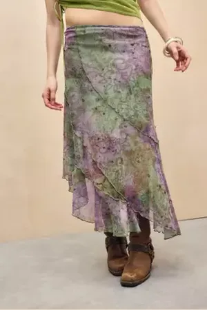 Urban Outfitters UO Asymmetric Mesh Midi Skirt
