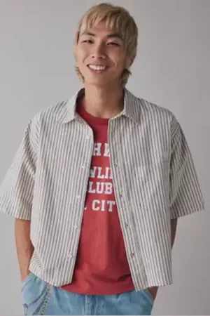 Urban Outfitters UO Cut Off Stripe Oxford Shirt