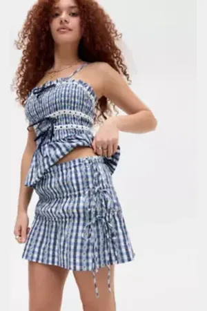 Damson Madder Blue Este Margot Gingham Mini Skirt