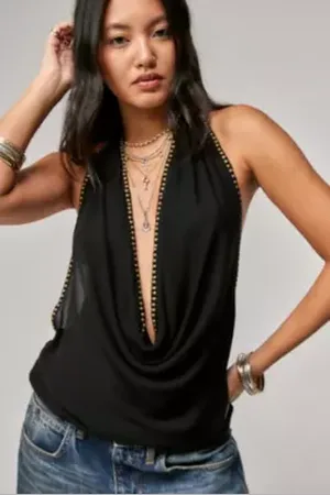 Jaded London Stud Cowl Top