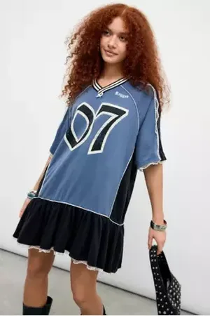 The Ragged Priest Varsity Drain T-Shirt Dress M at Urban Outfitters