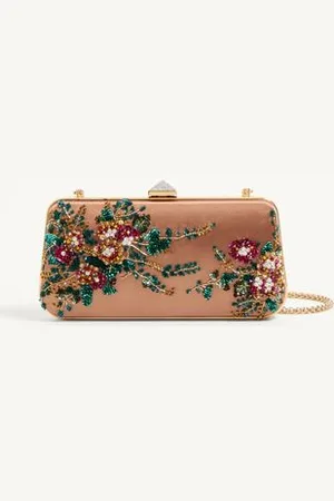 VALENTINO GARAVANI CARRY SECRETS SATIN MINAUDIERE WITH FLORAL EMBROIDERY Woman UNI