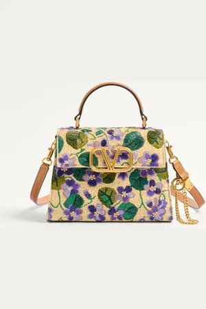 VALENTINO GARAVANI GARAVANI VSLING SMALL HAND BAG IN EMBROIDERED RAFFIA Woman UNI