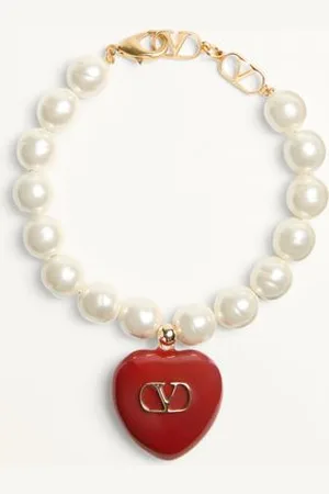VALENTINO GARAVANI COEUR ROYAL BRACELET IN METAL, ENAMEL AND BEADS Woman M