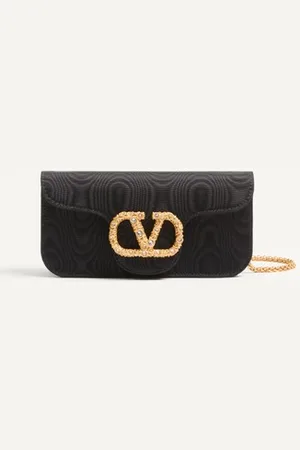 VALENTINO GARAVANI GARAVANI LOC?? MOIR?? FABRIC CLUTCH WITH JEWEL LOGO Woman UNI