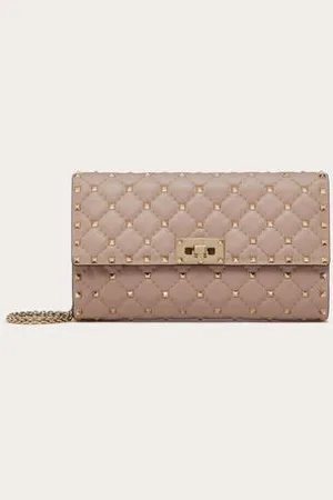 VALENTINO GARAVANI ROCKSTUD SPIKE NAPPA LEATHER CROSSBODY CLUTCH BAG Woman UNI