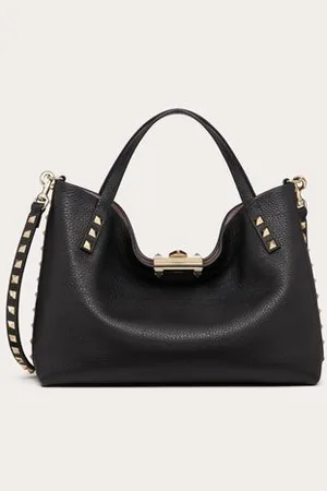 VALENTINO GARAVANI SMALL ROCKSTUD GRAINY CALFSKIN BAG WITH CONTRASTING LINING Woman UNI