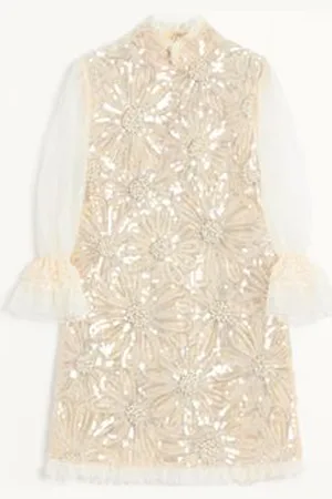 VALENTINO SHORT EMBROIDERED ORGANZA DRESS Woman 38