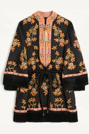 VALENTINO SHORT DRESS IN EMBROIDERED WASHED DOUBLE DUCHESSE Woman 38
