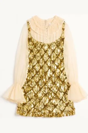 VALENTINO TULLE ILLUSIONE EMBROIDERED SHORT DRESS Woman 40
