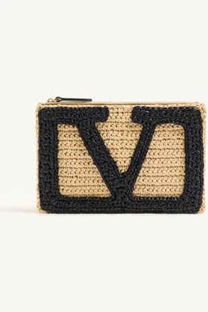 VALENTINO GARAVANI GARAVANI VIVA SUPERSTAR SMALL POUCH IN SYNTHETIC RAFFIA Woman UNI