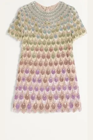 VALENTINO SHORT EMBROIDERED ORGANZA DRESS Woman 36