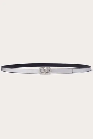 VALENTINO GARAVANI VLOGO SIGNATURE REVERSIBLE BELT IN METALLIC AND SHINY CALFSKIN 10 MM Woman 075