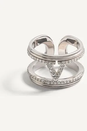 VALENTINO GARAVANI OVALETTE METAL AND SWAROVSKI?? CRYSTAL RING Woman 11