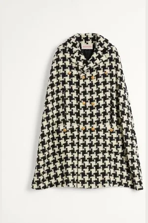VALENTINO WOOL CAPE WITH PIED DE COQUE PATTERN Man 44