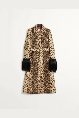 VALENTINO JAGUAR SPOTS PRINTED WOOL CLOTH COAT Woman 36