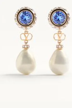 VALENTINO GARAVANI VLOGO SIGNATURE EARRINGS IN METAL, ENAMEL, PEARLS AND CRYSTALS Woman UNI