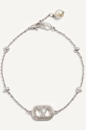 VALENTINO GARAVANI VLOGO SIGNATURE BRACELET IN METAL, PEARLS AND SWAROVSKI?? CRYSTALS Woman M