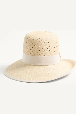 VALENTINO GARAVANI VLOGO SIGNATURE HAT IN PERFORATED PANAMA Woman 56