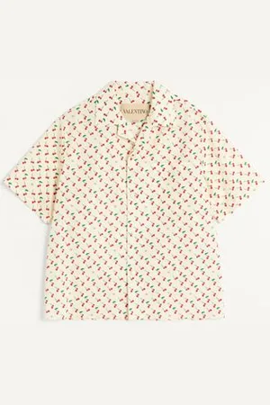 VALENTINO COTTON POPLIN BOWLING SHIRT WITH CHERRYFIC PRINT Man 44