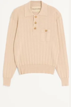 VALENTINO LONG-SLEEVED RIBBED COTTON POLO SHIRT Man L