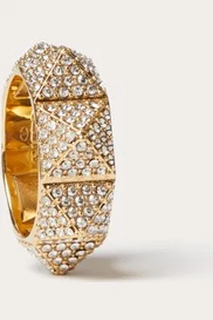 VALENTINO GARAVANI ROCKSTUD METAL RING WITH SWAROVSKI ?? CRYSTALS Woman L