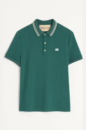 VALENTINO COTTON PIQU?? POLO SHIRT WITH VLOGO PATCH Man L