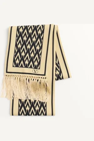 VALENTINO GARAVANI TOUTE LA V BANDEAU SCARF IN SILK WITH FRINGES Man UNI